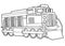 Cartoon funny looking vector train - isolated - coloring page