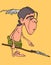 Cartoon funny man aboriginal indian with a spear in his hand
