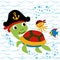 Cartoon of funny marine animals pirate underwater