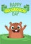 Cartoon funny marmot. Happy Groundhog day.