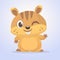 Cartoon funny marmot waving with smile and blink. Vector illustration.