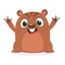 Cartoon funny marmot waving with smile. Vector illustration.