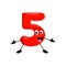 Cartoon funny math number five red character