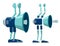 Cartoon funny megaphone with arms and legs. Vector illustration ready for animation.