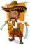 Cartoon funny mexican bandit with pistol