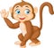 Cartoon funny monkey waving hand