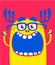 Cartoon funny monster. Vector Halloween yellow cool monster. Big set of monster faces. Package design.