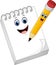 Cartoon funny note book paper with pencil