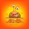 Cartoon funny octopus monster burger mutant character with tentacles