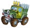 Cartoon funny off road military truck car with bullets ammo