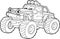 Cartoon funny off road vector truck - isolated coloring page