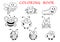 Cartoon funny outline insect characters