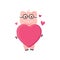 Cartoon funny pig. Pig with heart. Love you piglet