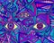 Cartoon funny psychedelic shamanic eyes of crazy patterns. Colorful art with decorative eyes.