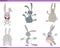 cartoon funny rabbits farm animal characters set