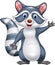 Cartoon funny raccoon cartoon waving hand