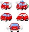 Cartoon funny red cars collection