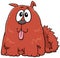Cartoon funny red shaggy dog animal character