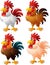 Cartoon funny rooster collection set