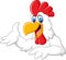 Cartoon funny rooster presenting