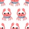 Cartoon funny sailor crab seamless pattern.