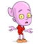 Cartoon funny scary violet ghost boy character