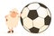 Cartoon funny sheep play in football