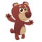 Cartoon funny small bear character presenting. Vector illustration. Design for print, children book illustration