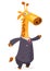 Cartoon funny smiling giraffe wearing toxedo or business suit.  Vector illustration