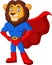 Cartoon funny superhero lion posing