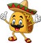 Cartoon funny taco mascot giving thumb up