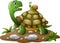 Cartoon funny turtle with snail