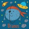 Cartoon funny Uranus - vector illustration, eps