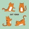 Cartoon funny yoga cat vector illustration. Animal fitness