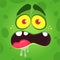 Cartoon funny zombie face. Vector Halloween green zombie monster square avatar.