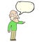 cartoon furious old man with speech bubble