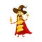 Cartoon fusilli Halloween pasta wizard and witch