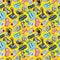 Cartoon game joystick seamless pattern