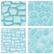 Cartoon game textures, ice surface seamless patterns. Game assets walls and environment backgrounds