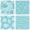Cartoon game textures, ice surface seamless patterns. Game assets walls and environment backgrounds