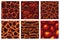 Cartoon game textures, lava surface seamless patterns. Game assets walls and environment backgrounds