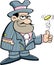 Cartoon gangster flipping a coin.