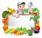 Cartoon Gardener Vegetables Sign