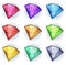 Cartoon Gems And Diamonds Icons Set