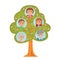 Cartoon generation family tree in flat style grandparents parents and child on white background.