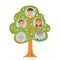 Cartoon generation family tree in flat style grandparents parents and child on white background.