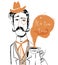 Cartoon gentleman with tea cup