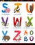 Cartoon german alphabet with animals