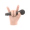 Cartoon Gesture Icon Mockup.Cartoon hand holding microphone and showing horns or rock gesture. Supports PNG files