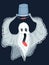 Cartoon ghost with a bucket scares passersby evil